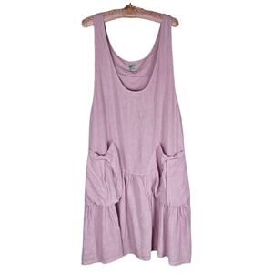 RARE 100% Linen Completo Lino by Arthurio Pink Baggy Sack Lagenlook Dress L